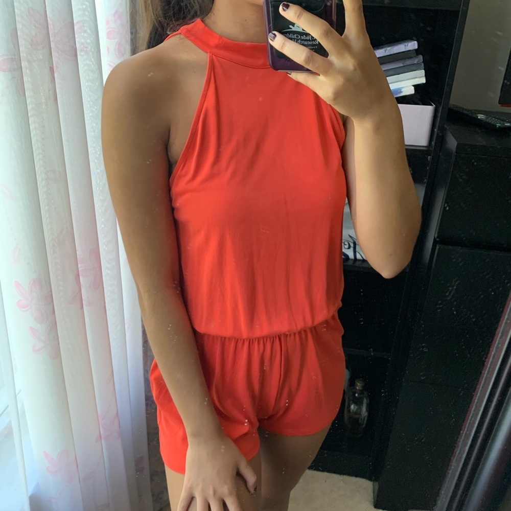 Forever 21 orange halter romper
